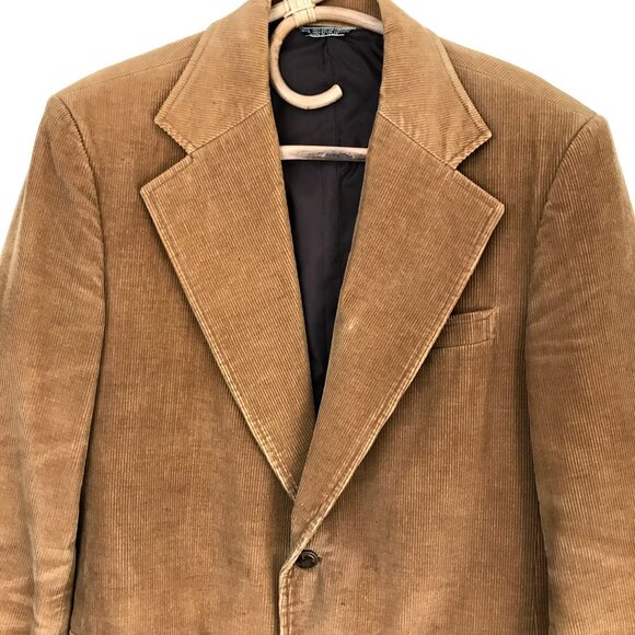 Vintage Montgomery Wards Tan Corduroy 2 Button Blazer Jacket R40 - Picture 3 of 12
